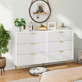 Modern White 6 Drawers For Bedroom,Big Size Wide Chest Of Drawers With Gold Handles, Wood Double Dresser Storage Cabinet For Living Room, Hallway White American Design,American Traditional,Antique,Casual,Classic Mdf