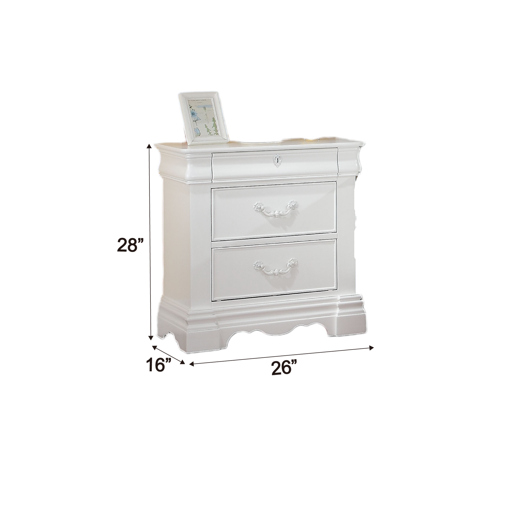 White 3 Drawer Nightstand With Hidden Top Drawer White 3 Drawers Bedroom Rectangle Pine Felt Lined Drawers White Pine