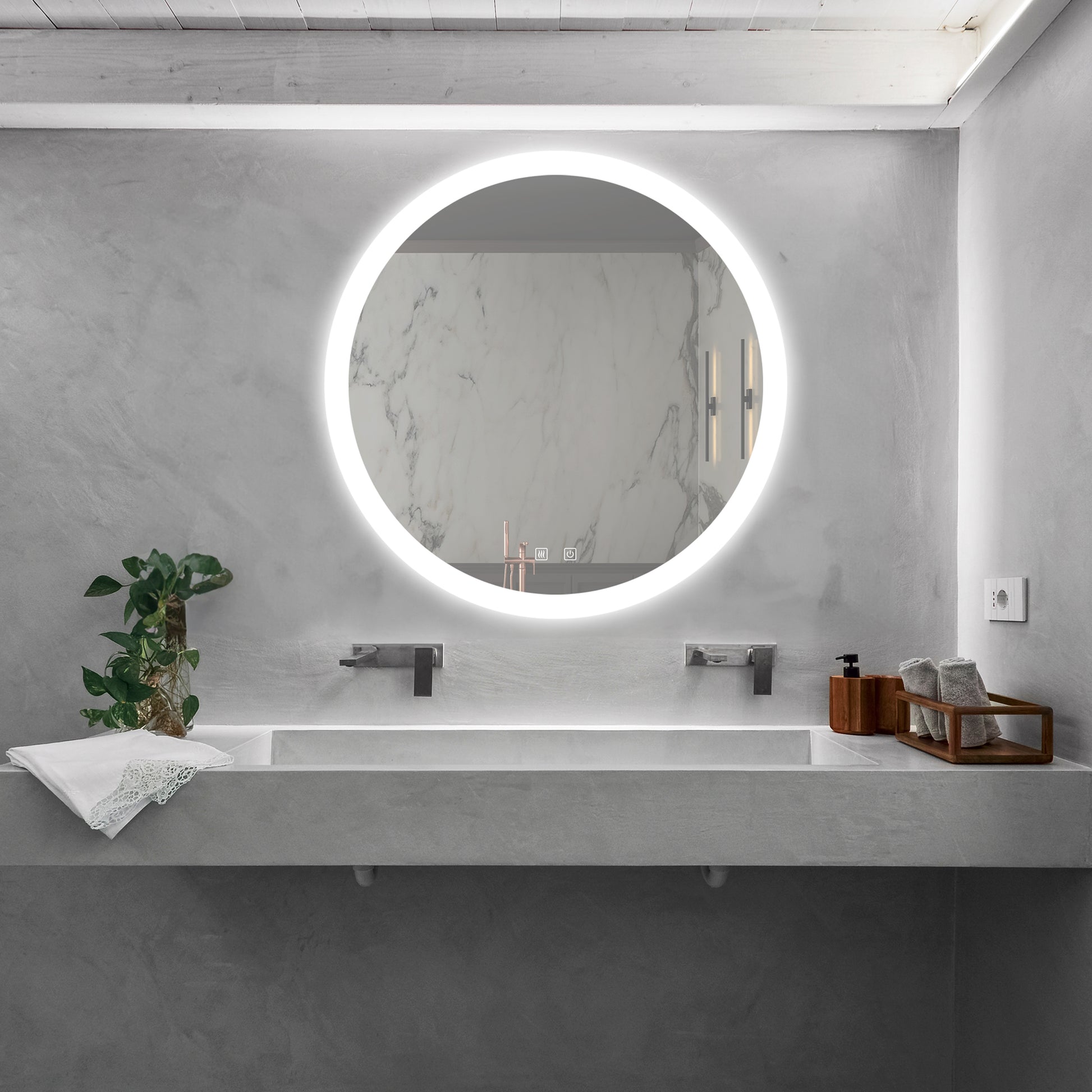 24Inch Bathroom Led Classy Vanity Mirror With High Lumen,Dimmable Touch,Wall Switch Control, Anti Fog ,Cri 95 Adjustable 3000K 4500K 6000K ,Ip54 Waterproof Energy Saving Silver Glass