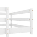 Twin Size Floor Bed, Montessori Floor Bed With Fence, Kids Montessori Bed Twin Size, Wood Montessori Floor Bed For Kids, Girls, Boys White White Wood Metal