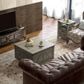 Homcom Farmhouse Coffee Table, Square Coffee Table With Storage For Living Room, Center Table With Hinged Flip Lift Top And Hidden Space, Distressed Gray Gray Particle Board