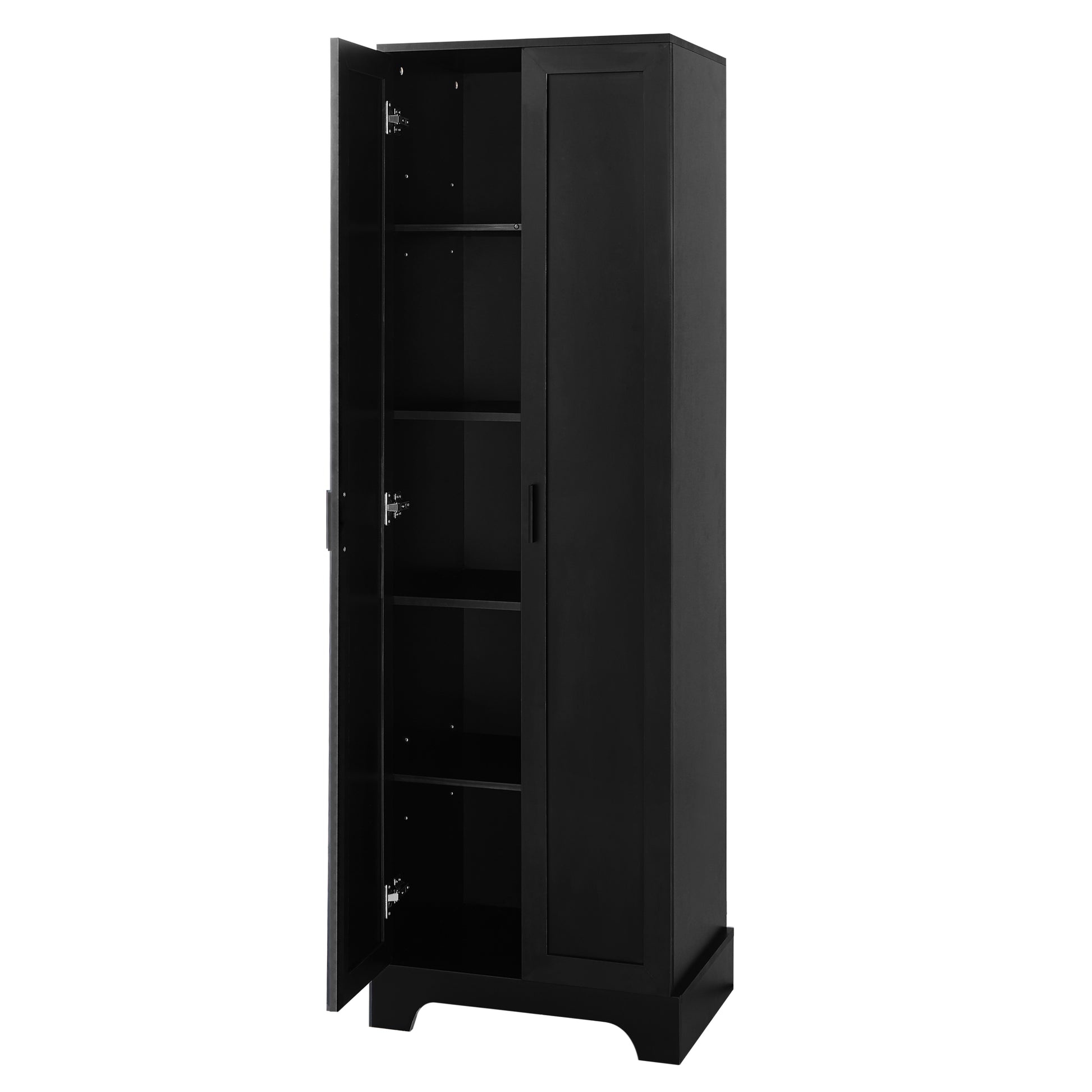 Storage Cabinet With Two Doors For Bathroom, Office, Adjustable Shelf, Mdf Board, Black Black Mdf