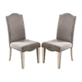 Set Of 2 Fabric Parson Chairs In Gray And Antique White Gray Dining Room Rectangular Dining Chairs Solid Wood Mdf