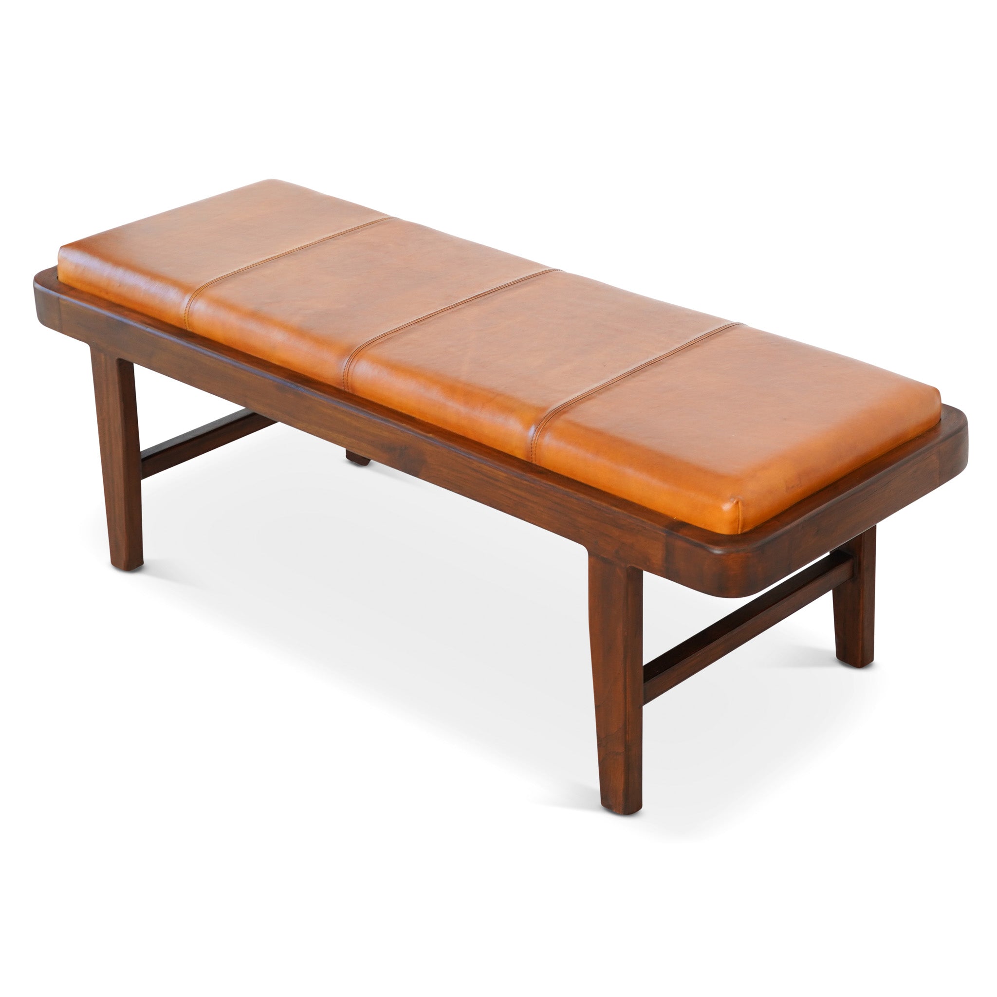 Maddox Bench Tan Leather Rustic,Tan,Wood Brown Genuine Leather Foam Genuine Leather,Solid Wood