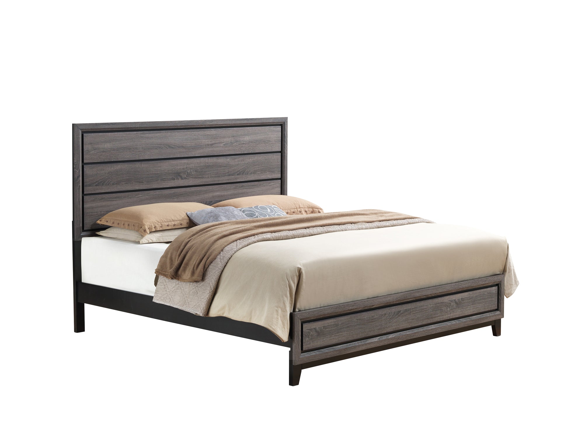 Mirage Grey King Bed Black Gray Rubber Wood