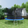 12Ft Trampoline Double Side Color Pad Trampoline For Kids And Adults With Enclosure Net And Ladder,Curved Fence Pole Black Steel Steel