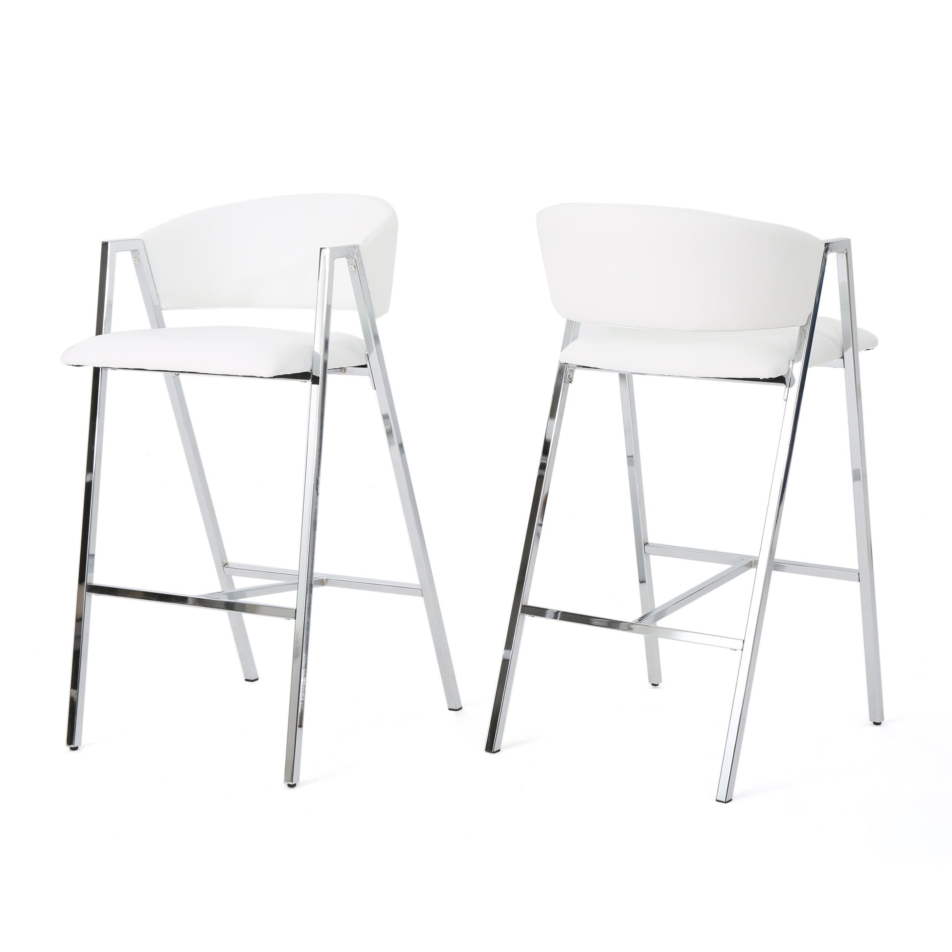 Modern Bar Stools Mp2 Set Of 2 Ivory Pu