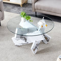 Round Glass Coffee Table, 33.4 