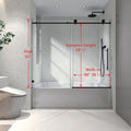 6063 Matte Black Frameless One Fixed And One Shifted Shower Door, 70Mm 304 Stainless Steel Large Pulleys With Adjustable Soft Closing Function,With Nano Easy Cleaning,Stick Explosion Proof Menbrance Matte Black Bathroom American Design,Minimalist Glass