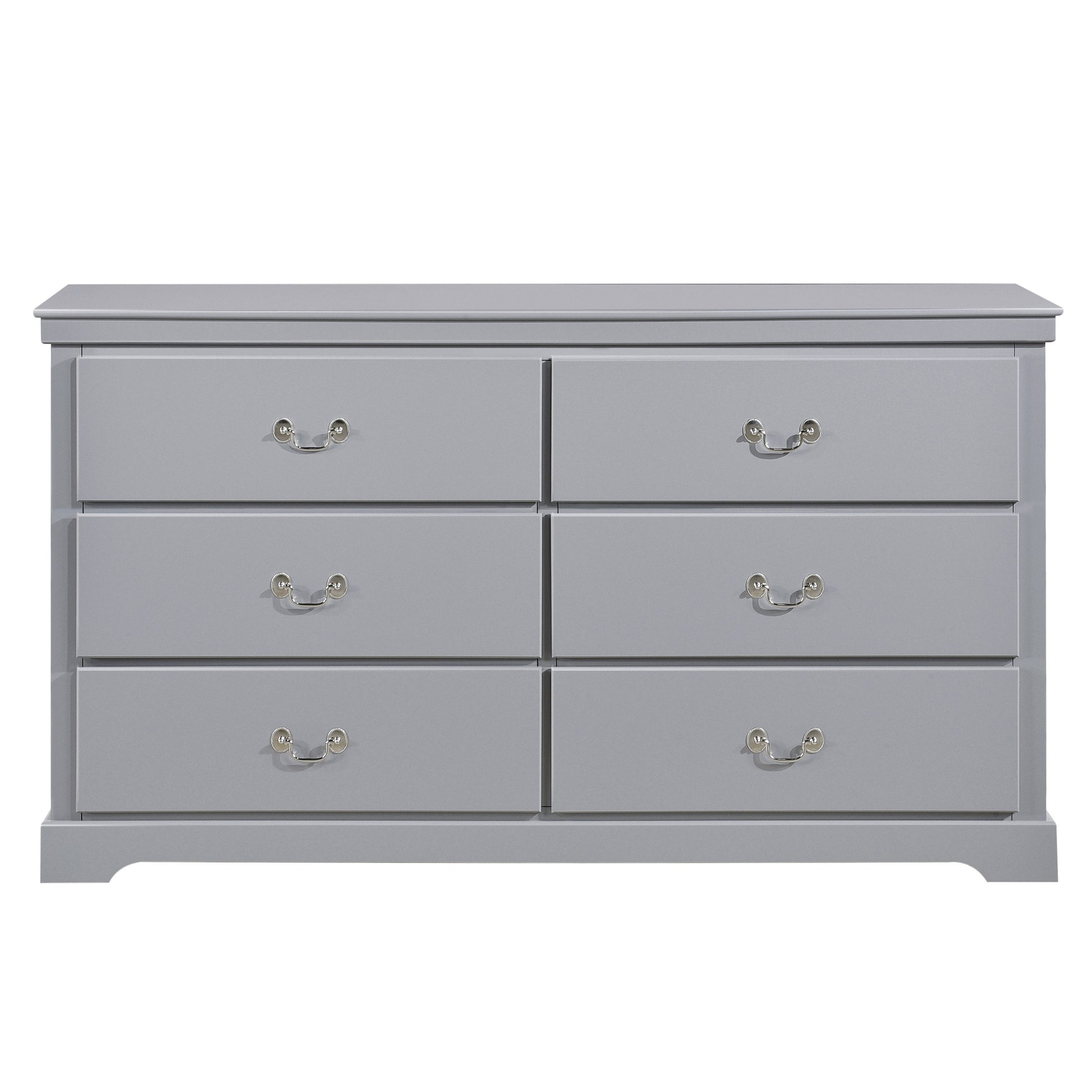 Classic Traditional 1Pc Dresser Of 6 Drawers Gray Finish Bedroom Wooden Storage Furniture Gray Wood