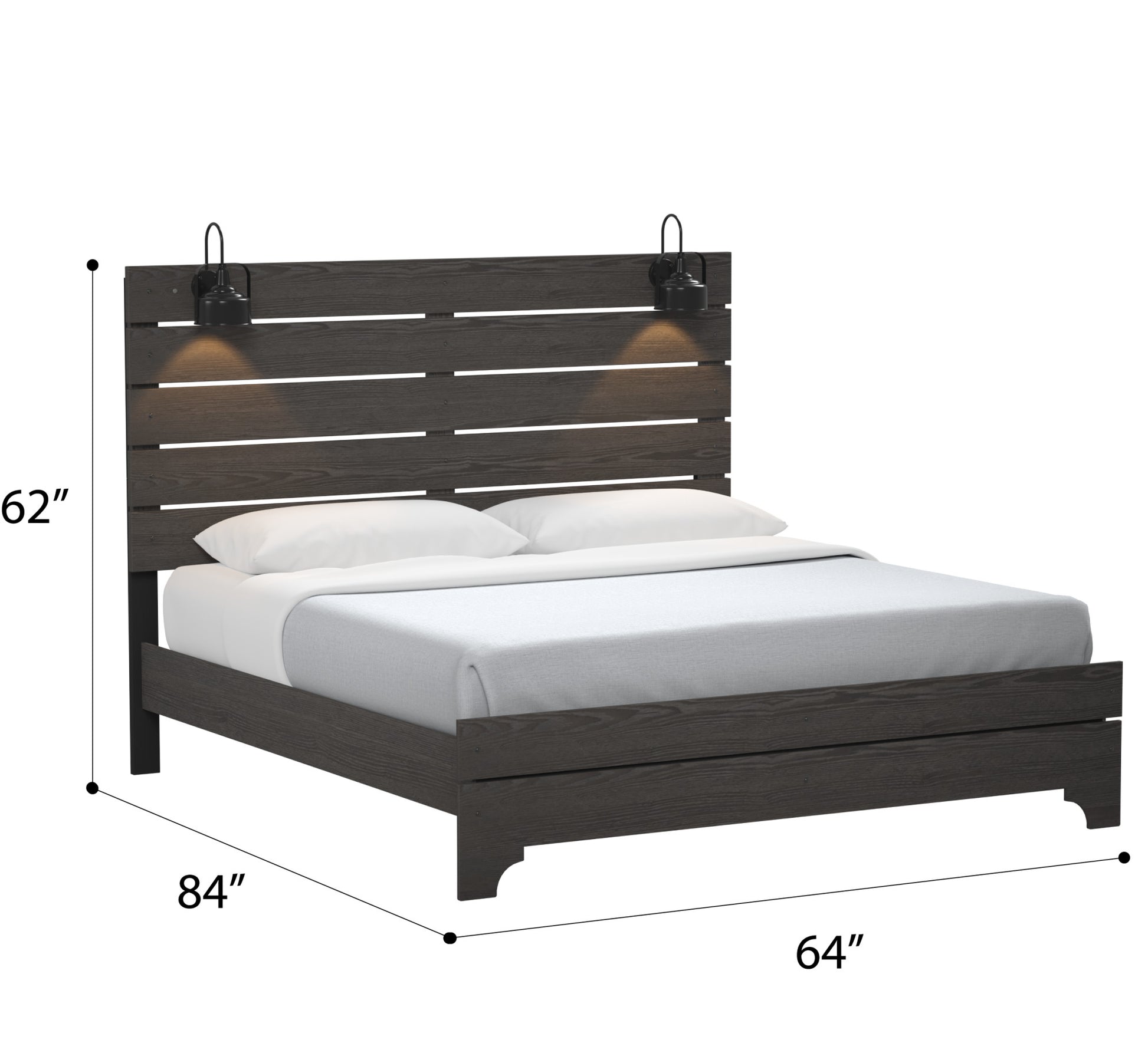 Junipe Brown Queen Bed With Lights Queen Brown Engineered Wood