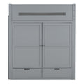 Full Size Wooden Loft Bed With Wardrobe, Desk, Drawers, Shelves, Gray Full Gray Plywood