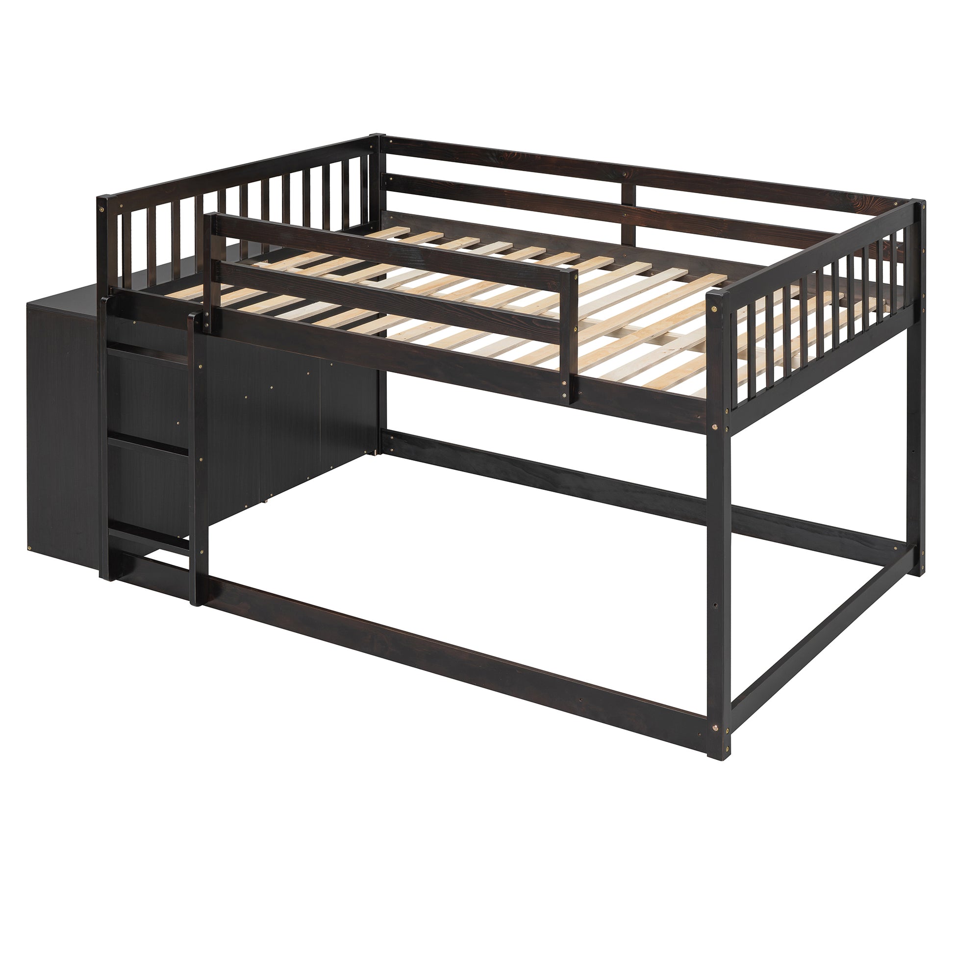 Full Over Full Bunk Bed With 4 Drawers And 3 Shelves Espresso Full Espresso Solid Wood