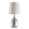 Modish Metal Table Lamp, Silver Set Of 2 Silver Metal