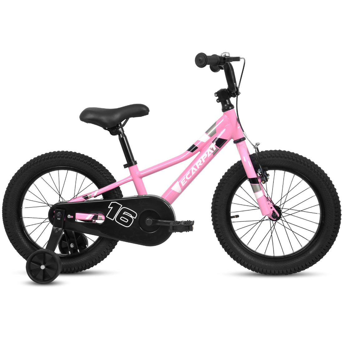 A16117 Ecarpat Kids' Bike 16 Inch Wheels, 1 Speed Boys Girls Child Bicycles For 3 4Years, With Removable Training Wheels Baby Toys, Front V Brake, Rear Holding Brake Pink Cute Polyurethane Foam 3 To 4 Years Carbon Steel Outdoor