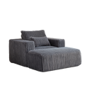 62.5 Inch Corduroy Sponge Sofa Lounge Chair With Removable Footrest,No Assembly Required,Fluffy Modern Sleeper Chair For Indoor Living Room Bedroom Grey Foam Corduroy 1 Seat