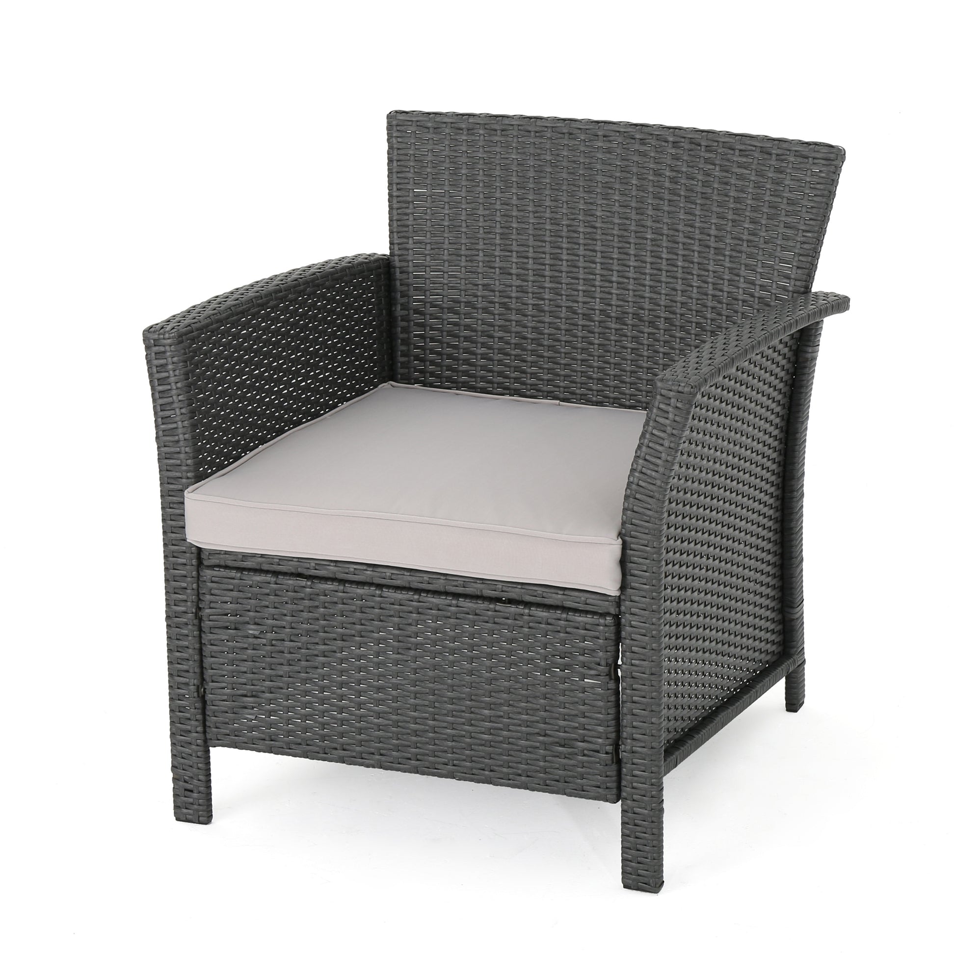 St Lucia Chair Grey Pe Rattan Iron Waterproof Fabric