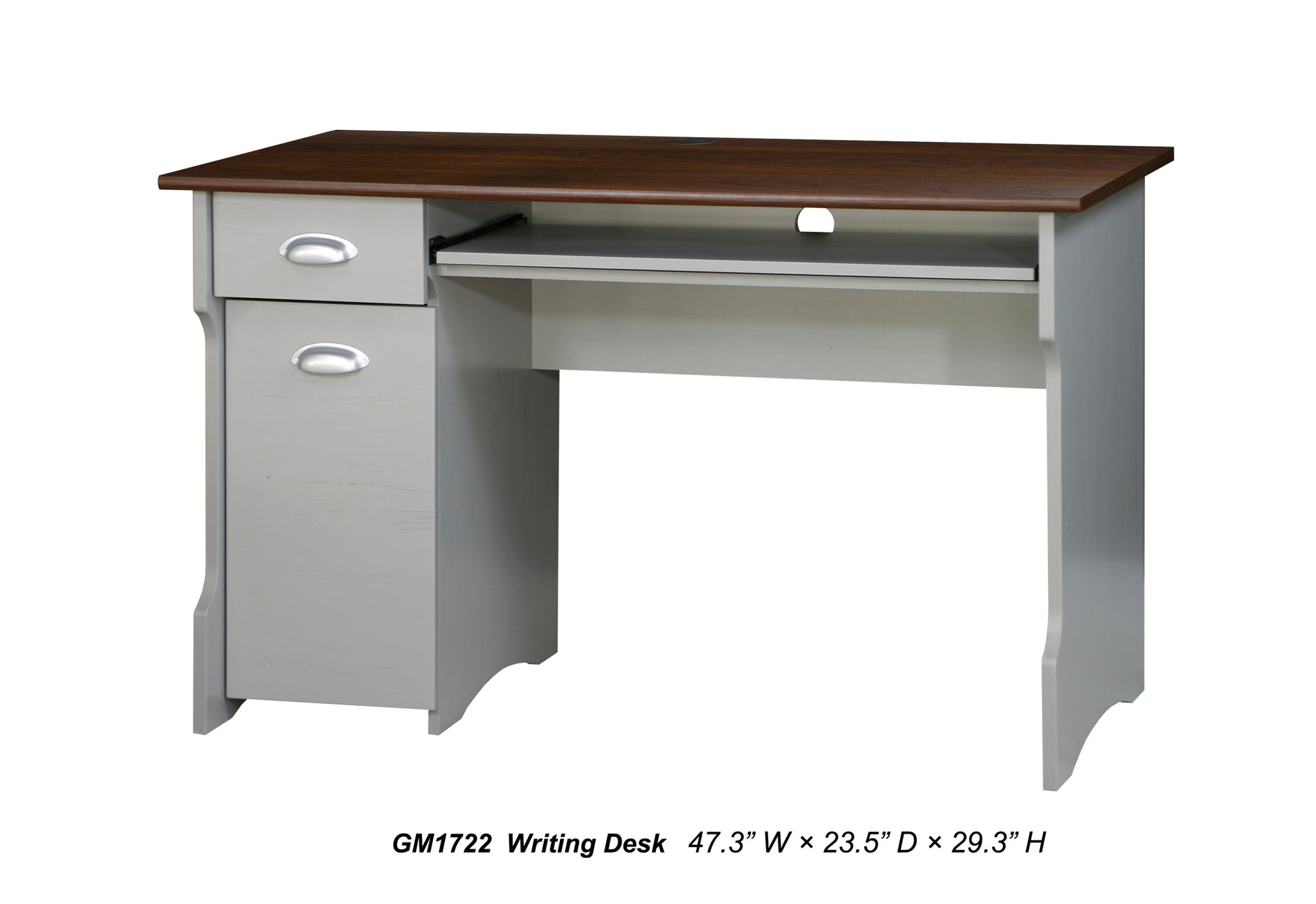 47" Writing Desk "Elegant Two Tone Writing Desk With Storage Contemporary Gray And Rosewood Finish, Sturdy Office And Home Workstation" Multicolor Solid Wood