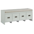 Beige And White Bench With Storage Beige Primary Living Space Solid Beige Drawer Wood Fabric