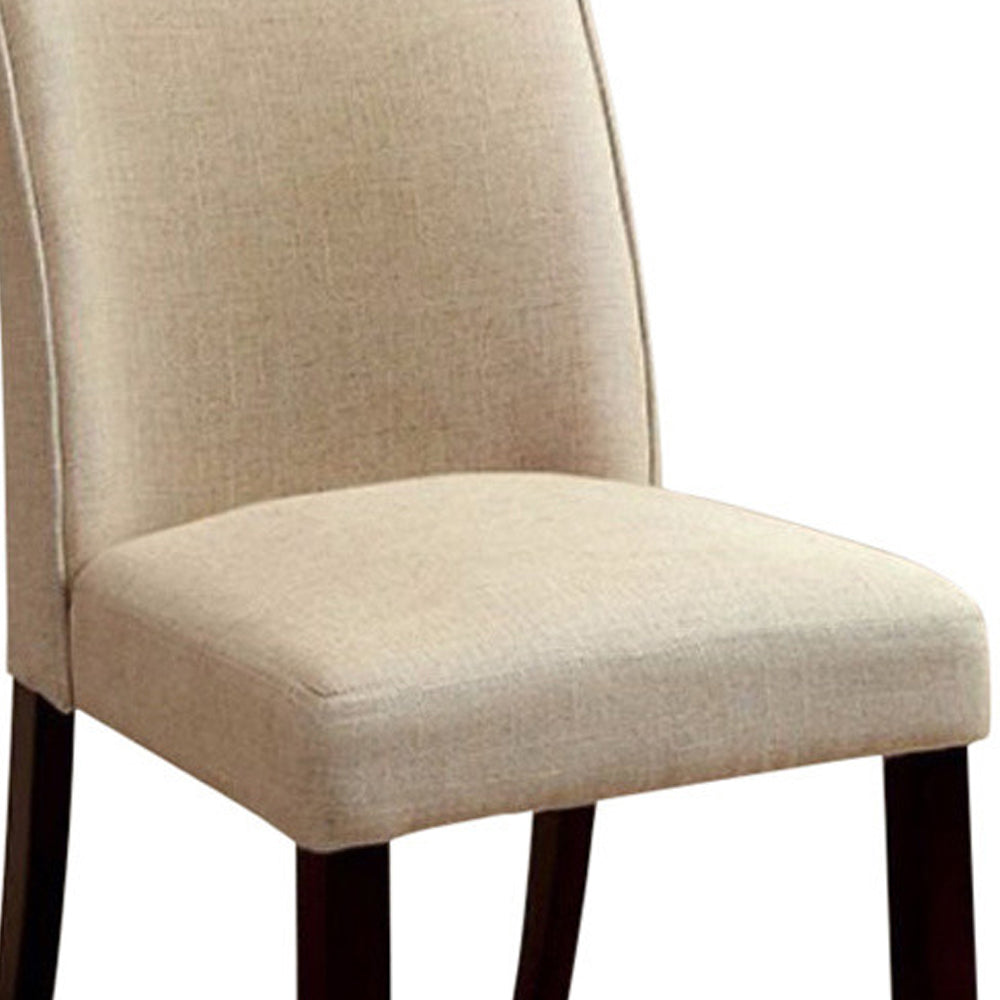 Cimma Contemporary Side Chair Withivory Flax Fabric Set Of 2 Ivory Solid Wood