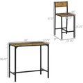 Homcom 3 Piece Bar Table And Chairs, Industrial Dining Table Set For 2, Counter Height Kitchen Table With Bar Stools, Breakfast Table Set For 2 For Small Space, Rustic Brown Rustic Brown Mdf