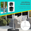 Outsunny Outdoor Universal Cross Brace Stand For Small Offset Umbrella Or Large Market Umbrella, Cross Umbrella Base For Patio Umbrella, White White Steel