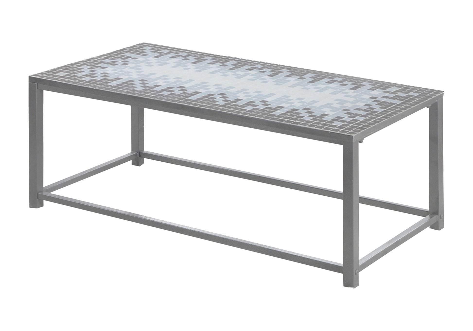 Coffee Table, Accent, Cocktail, Rectangular, Living Room, 42" L, Blue Tile, Grey Metal, Transitional Grey Metal