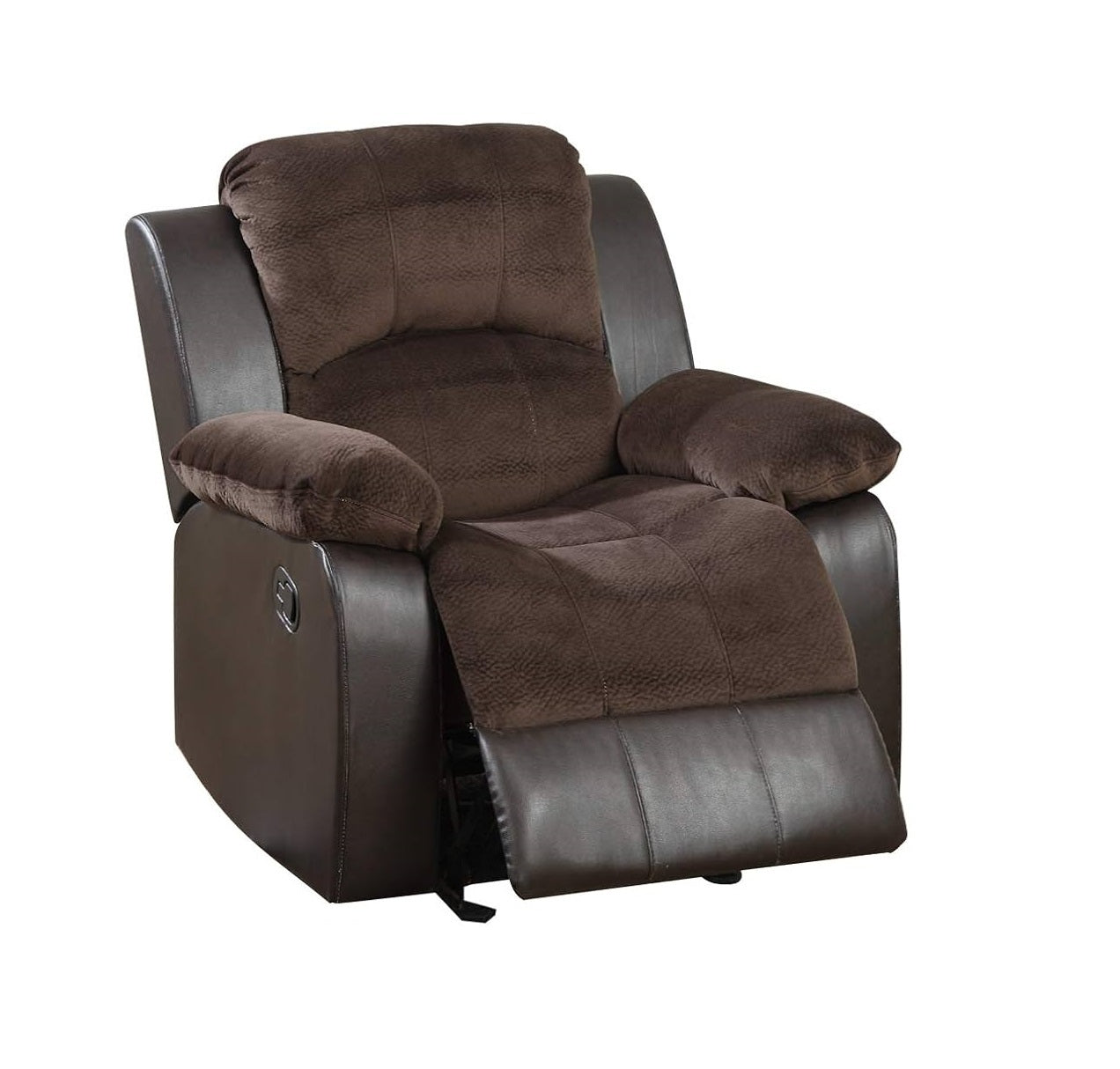 Motion Recliner Chair 1Pc Glider Rocker Recliner Living Room Furniture Chocolate Padded Suede Living Room Chocolate Primary Living Space Contemporary,Modern Recliners Solid Back Suede