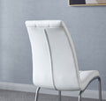 Modern Lattice Designdining Chair With Silver Metal Legs Set Of 4 Silver White Metal