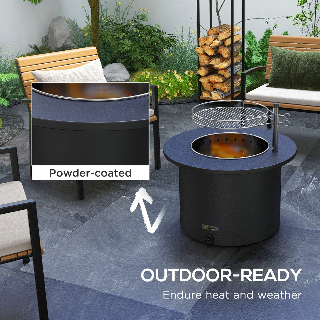 Outsunny 2 In 1 Smokeless Fire Pit, Bbq Grill, 25" Portable Wood Burning Firepit With Cooking Grate, Ash Tray & Poker, Low Smoke Camping Bonfire Stove For Patio Picnic, Stainless Steel, Black Black Stainless Steel