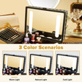 Portable Makeup Case With Led Mirror Travel Makeup Bag Cosmetic Organizer Box With Locks, Brush Holder, Dividers, Rechargeable, Black Black Aluminium Alloy