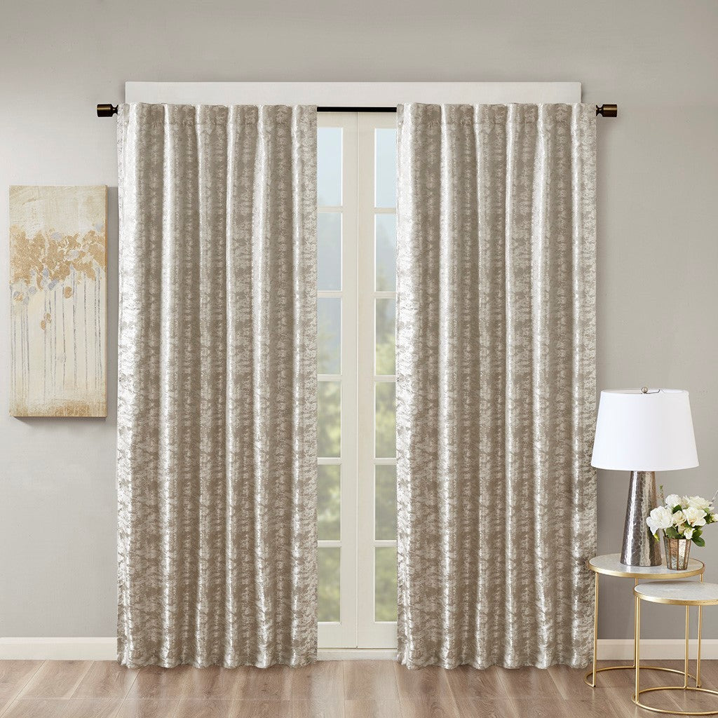 Jacquard Lined Total Blackout Rod Pocket Back Tab Curtain Panel Only 1 Pc Panel Grey Silver Polyester