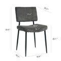 Modern Grey Simple Velvet Dining Chair Fabric Upholstered Chair Family Bedroom Stool Back Dressing, White Round Table Set, Chair Black Metal Legs Set Of 5 White Mdf