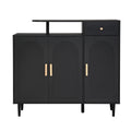 Elegant Shoe Cabinet With Arched Doors And Drawer, Cream Style Storage Sideboard With Adjustable Shelves And Solid Wood Legs For Entryway, Living Room, Black Freestanding 1 2 Drawers Black Primary Living Space Adjustable Shelves Particle Board Mdf