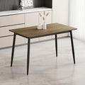 Modern Minimalist Wood Grain Tabletop Dining Table, Stylish Dining Table, Kitchen Dining Table, Sturdy And Durable, Easy To Assemble, Black Metal Leg Design, Suitable For 4 6 People, Suitable For