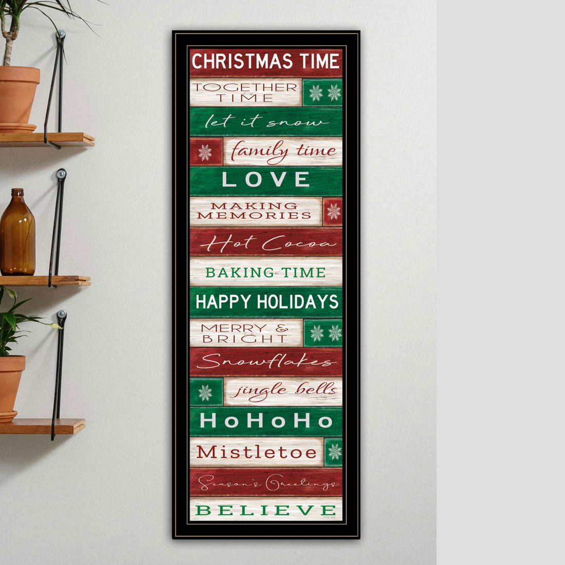 Christmas Time Black Framed Wall Art For Living Room, Bedroom Wall Art Print For Home Decor By Cindy Jacobs Multicolor Wood Paper