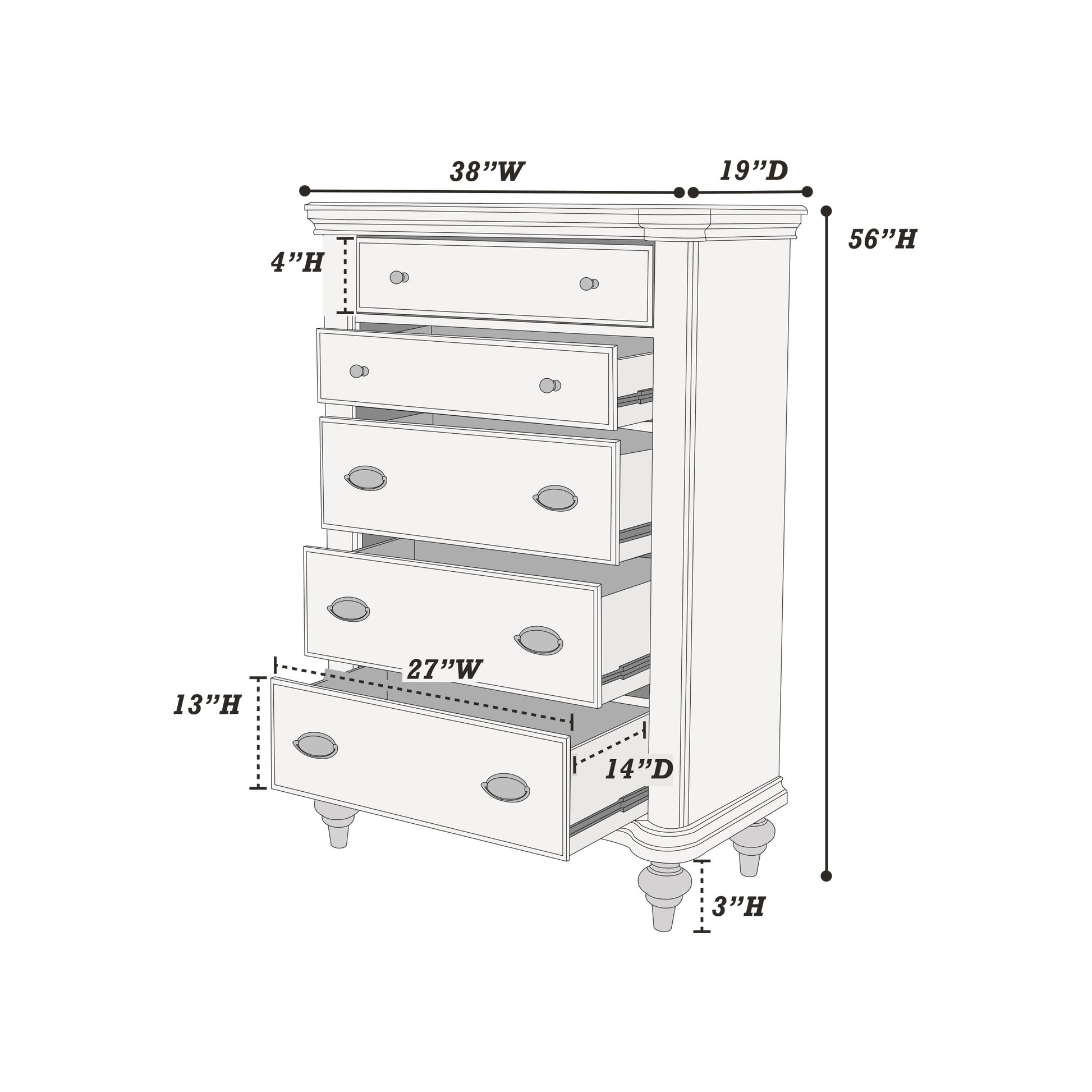 Luxury Classic Antique Silver Champagne Finish 1Pc Chest Of Drawers Storage Space Bedroom Furniture Antique Silver Bedroom Contemporary,Industrial,Modern,Transitional Rubberwood Solid Wood