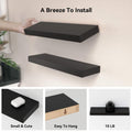 Black Floating Shelves Set Of 2, Wall Mounted Small Shelves For Room Black Engineered Wood