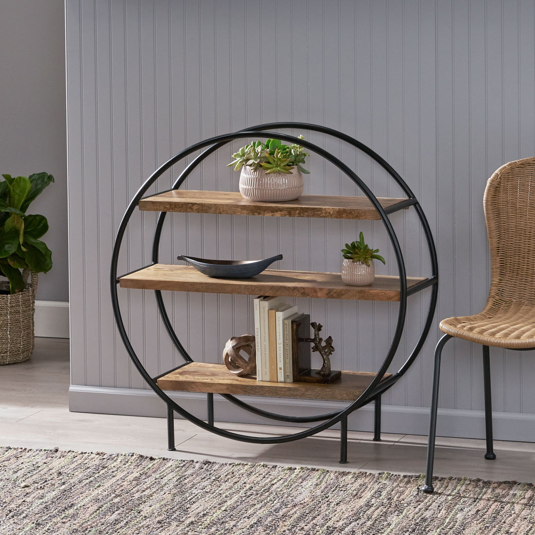 Round Shelf Natural Wood