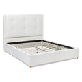 Miramar Queen Cushion Back Headboard Platform Bed Frame, Antique White Polyester Box Spring Not Required Queen Antique White Wood Foam Polyester Polyester