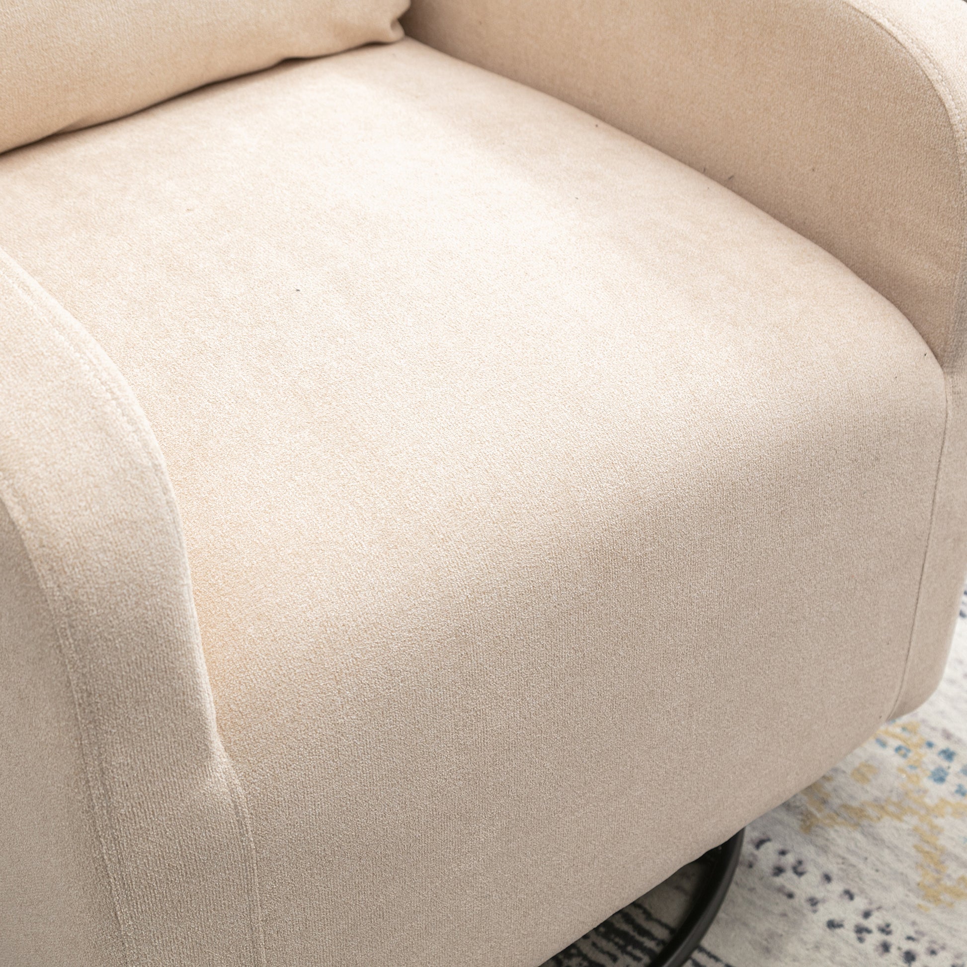 Jiada Upholstered Swivel Glider.Rocking Chair For Nursery In Beige.Modern Style One Left Bag Beige Primary Living Space Foam Metal