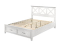 Queen X Storage Bed White Solid Wood Mdf