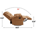 Manual Recliner Chair With Rocker And Swivel In Fabric For Living Room, Beige Beige Polyester Manual Handle Metal Primary Living Space Medium Firm Cushion Back Heavy Duty American Design Pine Pillow Top Arms Fiber Foam And Polyester Fiber Pad Fabric