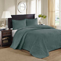 3 Piece Reversible Bedspread Set Balsam Green Queen Green Polyester