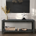 52''W Handcrafted Coffee Table In Front Of The Sofa Or Loveseat For Living Room Antique Black Color Antique Black Ergonomic Primary Living Space American Design Floor Mount Open Storage Coffee & End Tables Rectangular Solid Wood Mdf Mdf