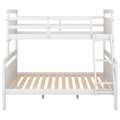 Twin Over Full Bunk Bed With Ladder, Safety Guardrail, Perfect For Bedroom, White Old Sku: Sm000118Aak 1 Twin Box Spring Not Required White Wood Bedroom Bunk Pine