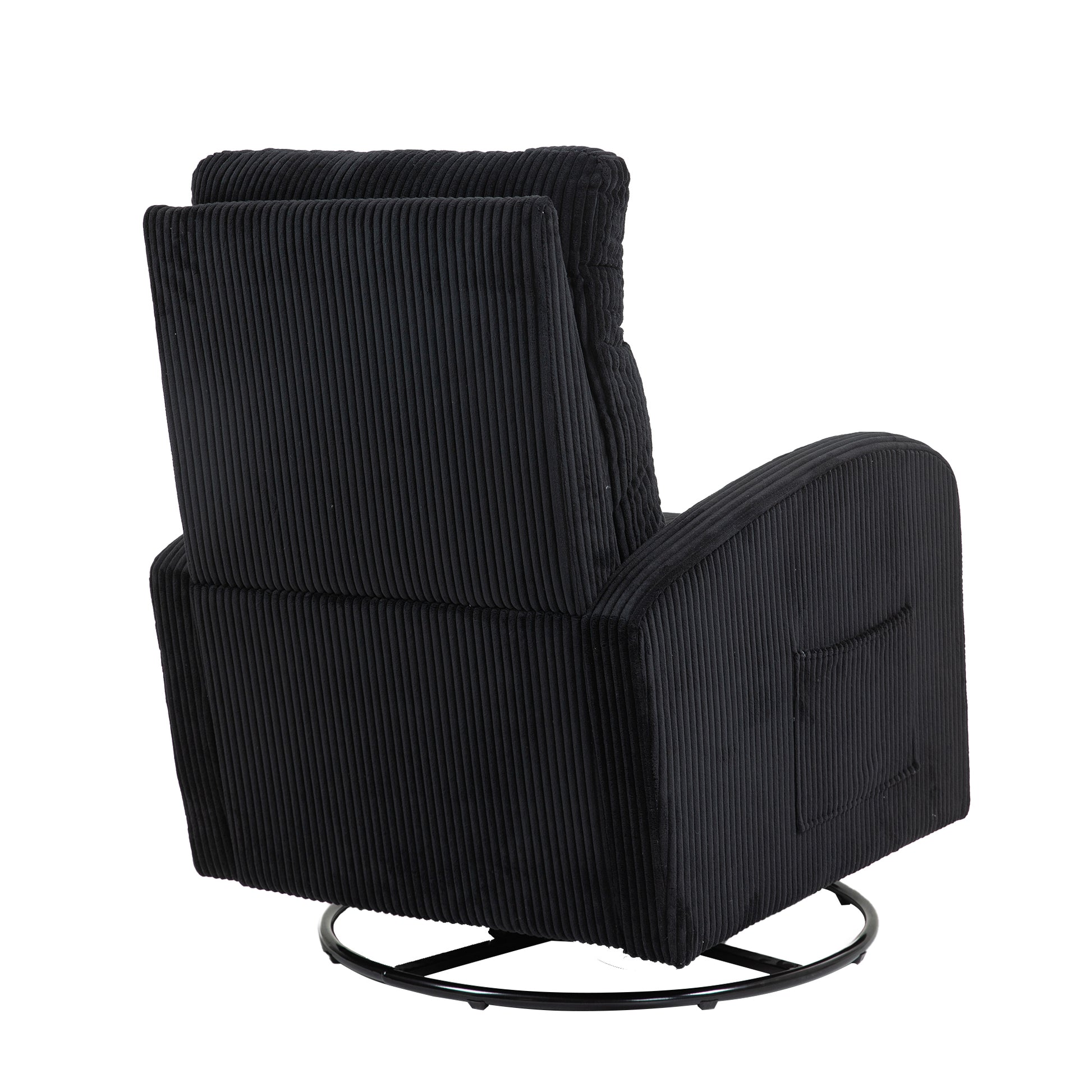 Jiada Upholstered Swivel Glider.Flannel Fabric.Rocking Chair For Nursery In Black.Modern Style One Left Bag Black Foam Corduroy