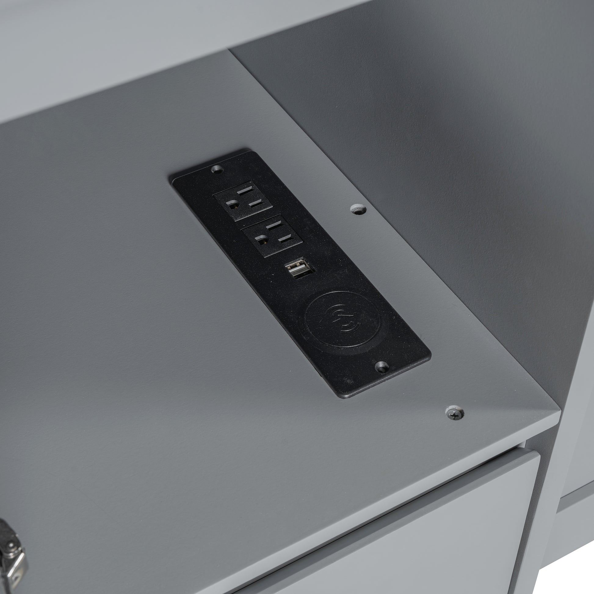 Full Size Murphy Bed With Drawers, Cabinets And Usb Ports,Gray Full Gray Mdf Lvl