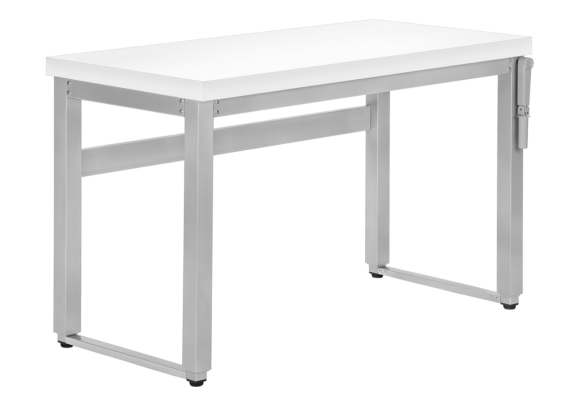 Computer Desk, Home Office, Standing, Adjustable, 48"L, Work, Laptop, White Laminate, Grey Metal, Contemporary, Modern White Particle Board