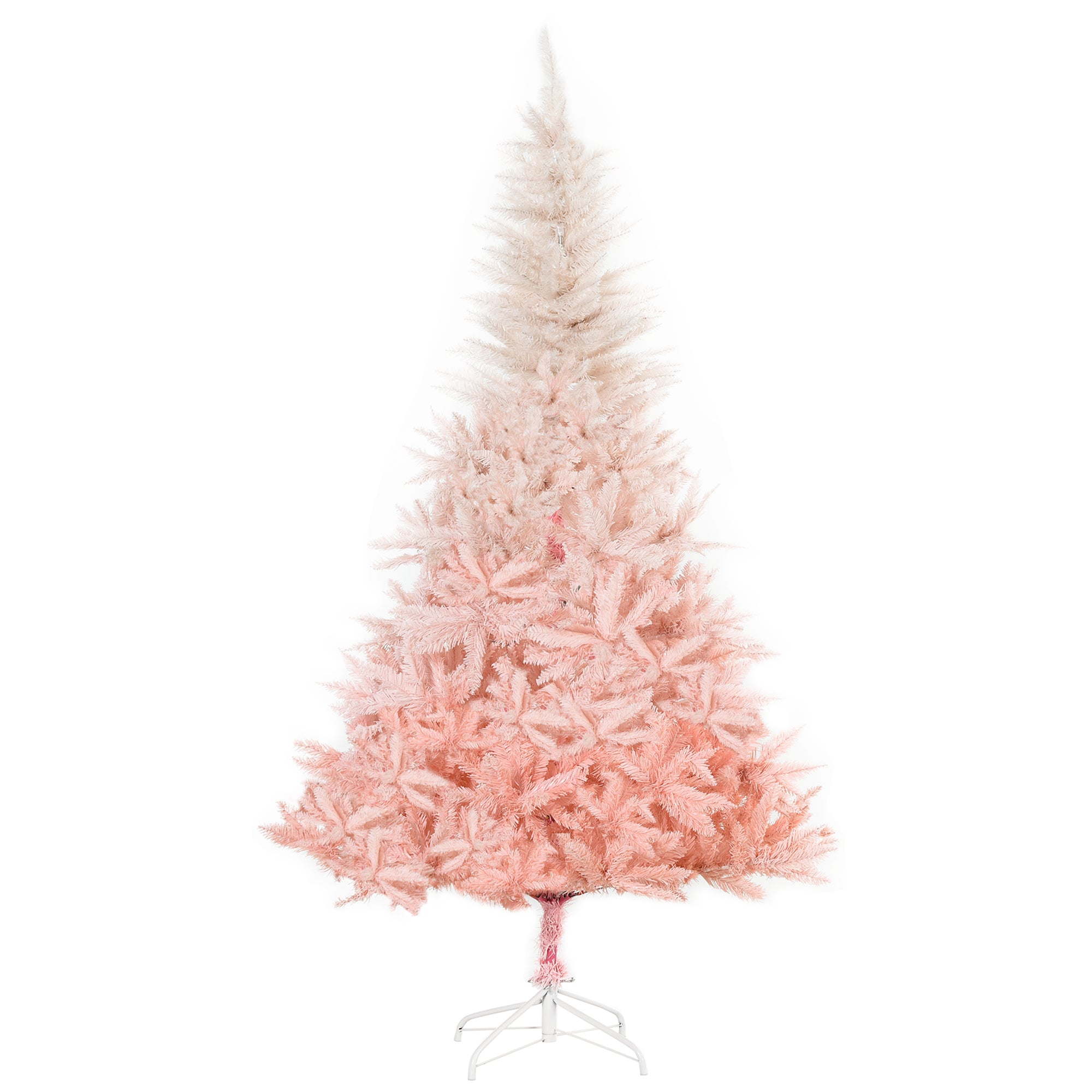 Homcom 6Ft Unlit Spruce Artificial Christmas Tree With Realistic Branches And 800 Tips, Pink Pink Plastic